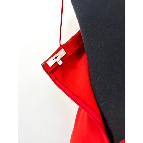 Likely Banks Flounced Hem Mini Slip Dress in Red Size 00 Sleeveless Ruffle Party - Picture 4 of 4